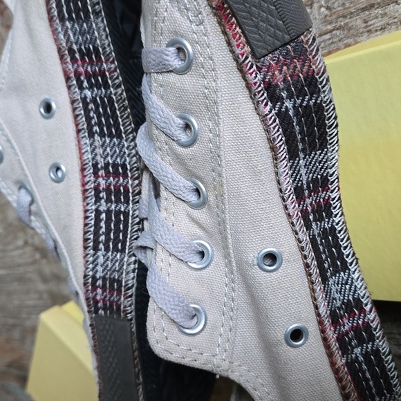 CONVERSE ALL STAR Beige Canvas with Tweed wrap. WMN 6 MENS 4 EUC UNISEX - Picture 2 of 12